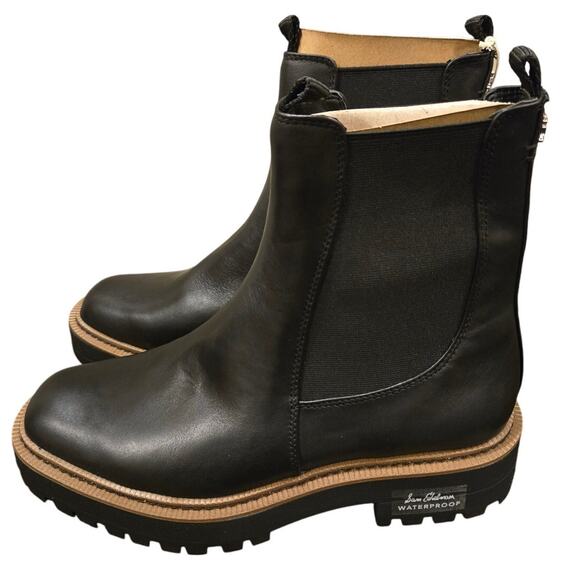 Sam Edelman Laguna Lug-Sole Leather Chelsea Waterproof Bootie Black Size 9.5 NWT - Picture 1 of 10